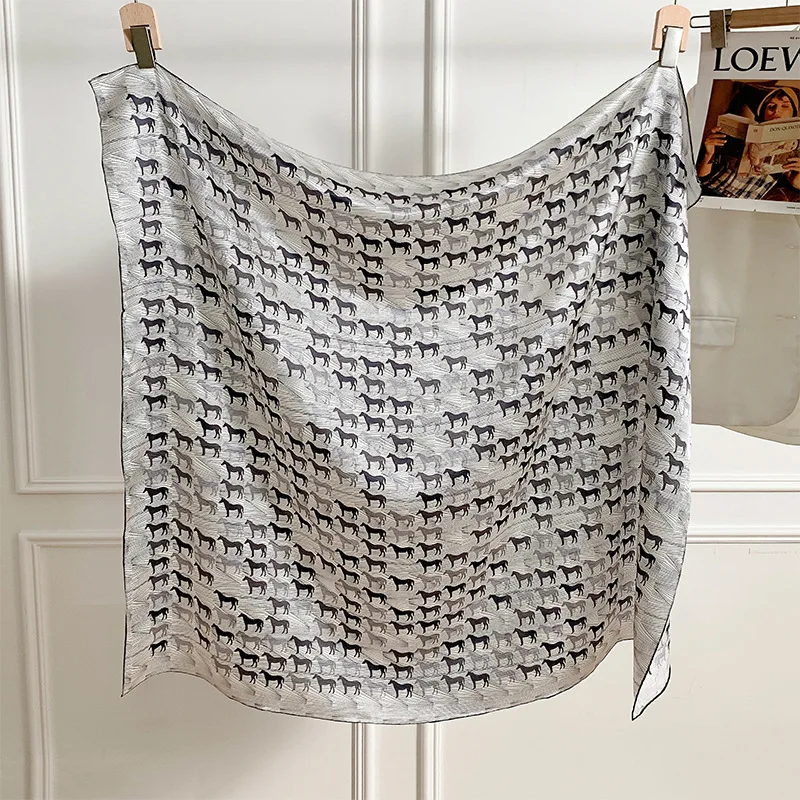 

Hangzhou 100% Silk Square Scarf Fashion Printing Curling Silk Scarf European and American Street Silkworm Warm Plain Scarf