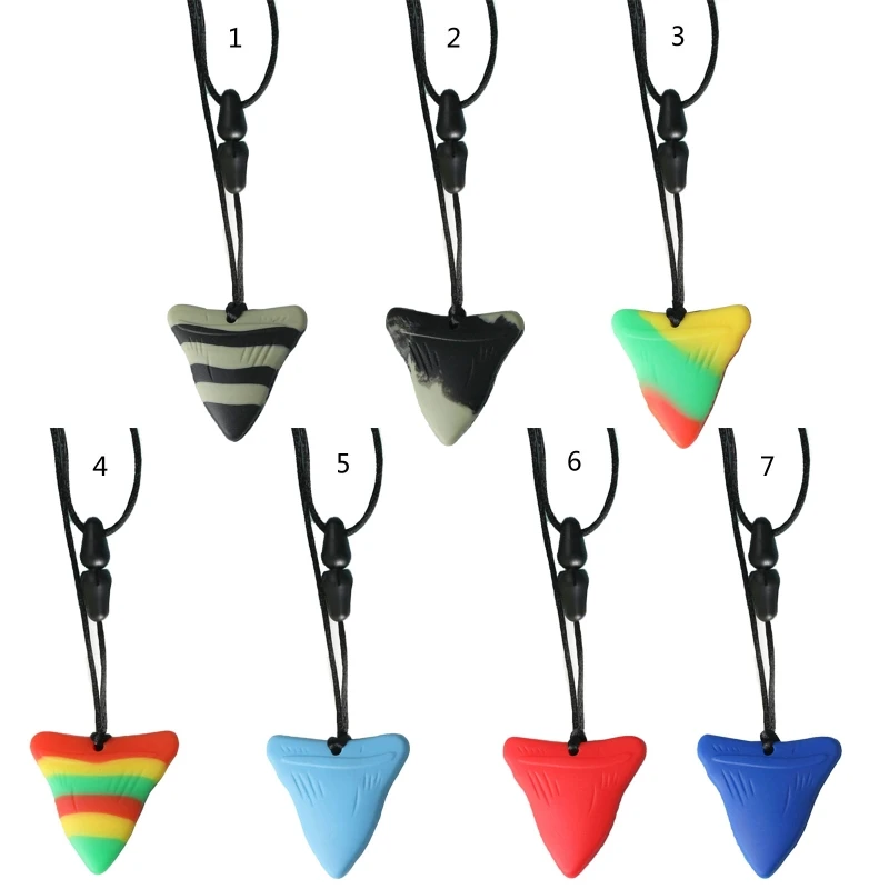 

Симпатичное жевательное ожерелье в виде Зубов Акулы для детей, Детская жевательная игрушка для мальчиков и девочек, не содержит Бисфенол А, ...