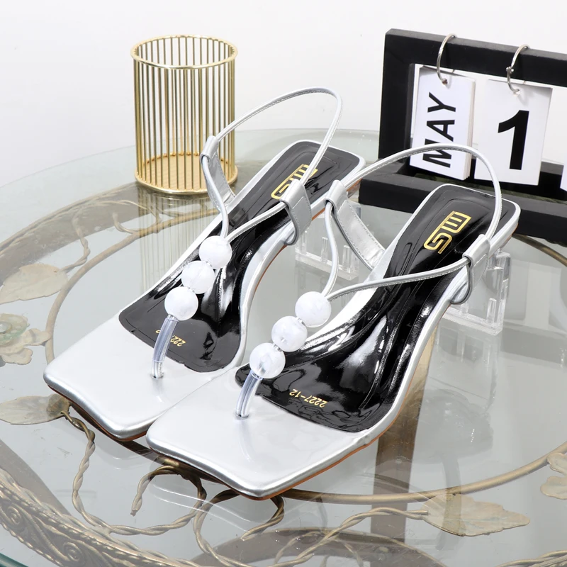 In the summer of 2023 the luxurious fashion square toe high heels with round water drops are versatile wear sandals for women