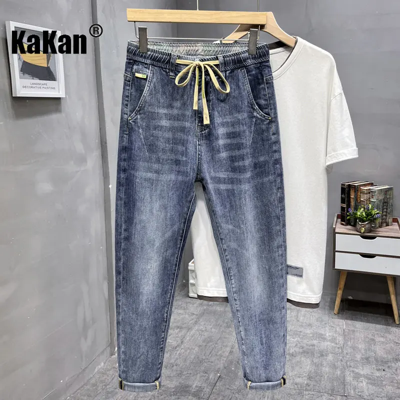 Мужские прямые джинсы Kakan повседневные синие в европейском и американском стиле