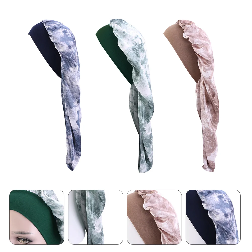 

3pcs Fashion Stylish Elastic Sleeping Hats Long Hair Bonnet for Woman Sleeping Girl