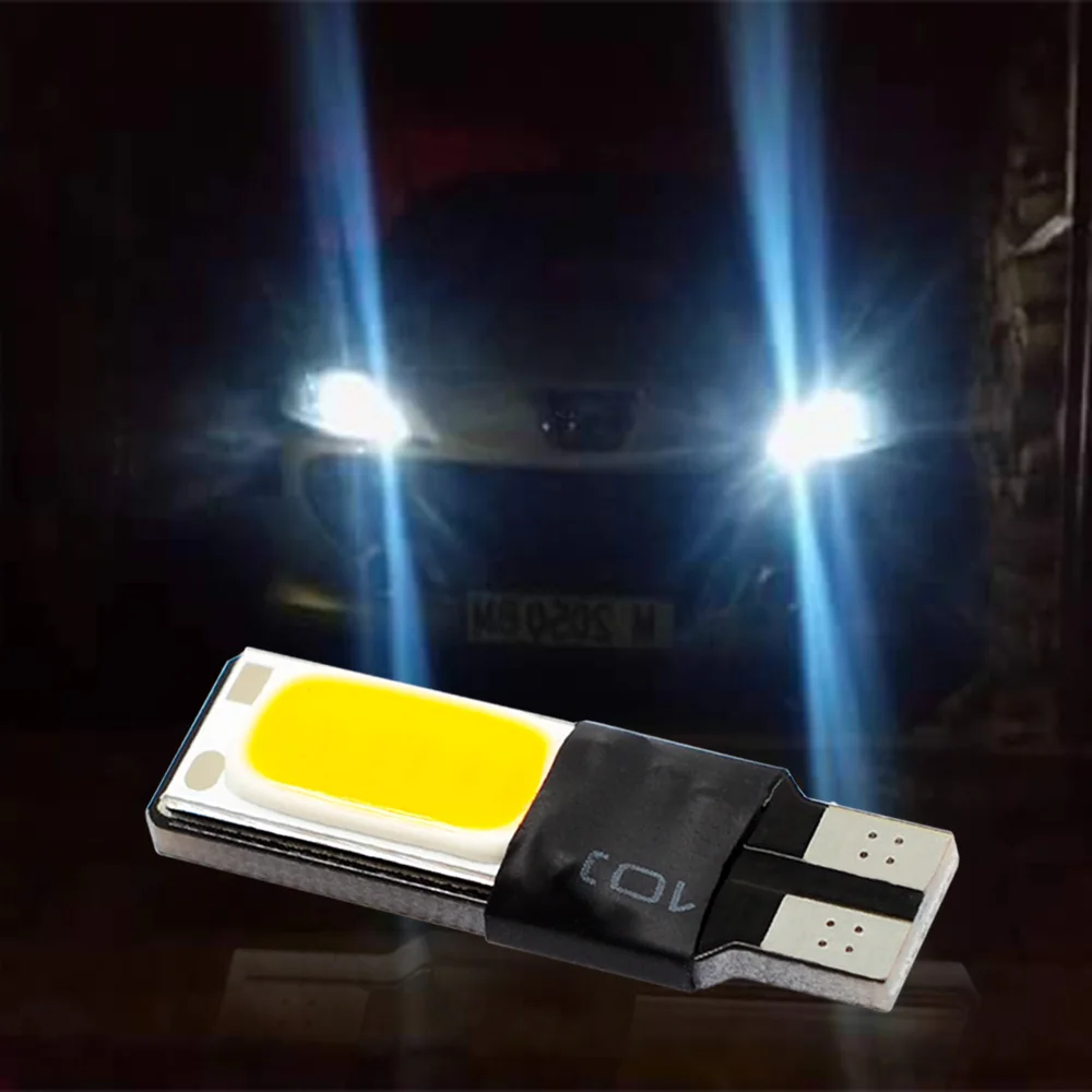 Светодиодный светодиодные лампы T10 DC 12 В белые синие розовые желтые Canbus 194 W5W COB