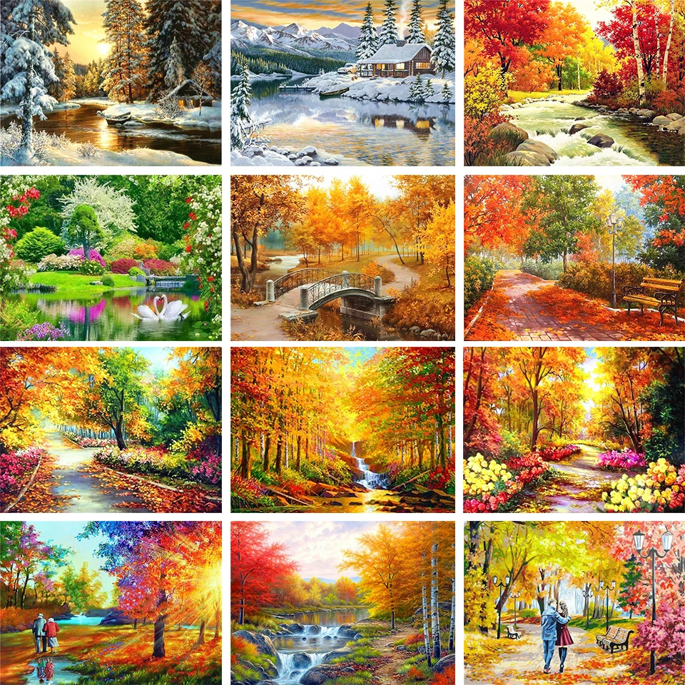 

5D DIY Diamond Painting Mountains and Rivers Landscape Rhinestone Picture Cross Stitch Full Diamond Embroidery Mosaic Decoration