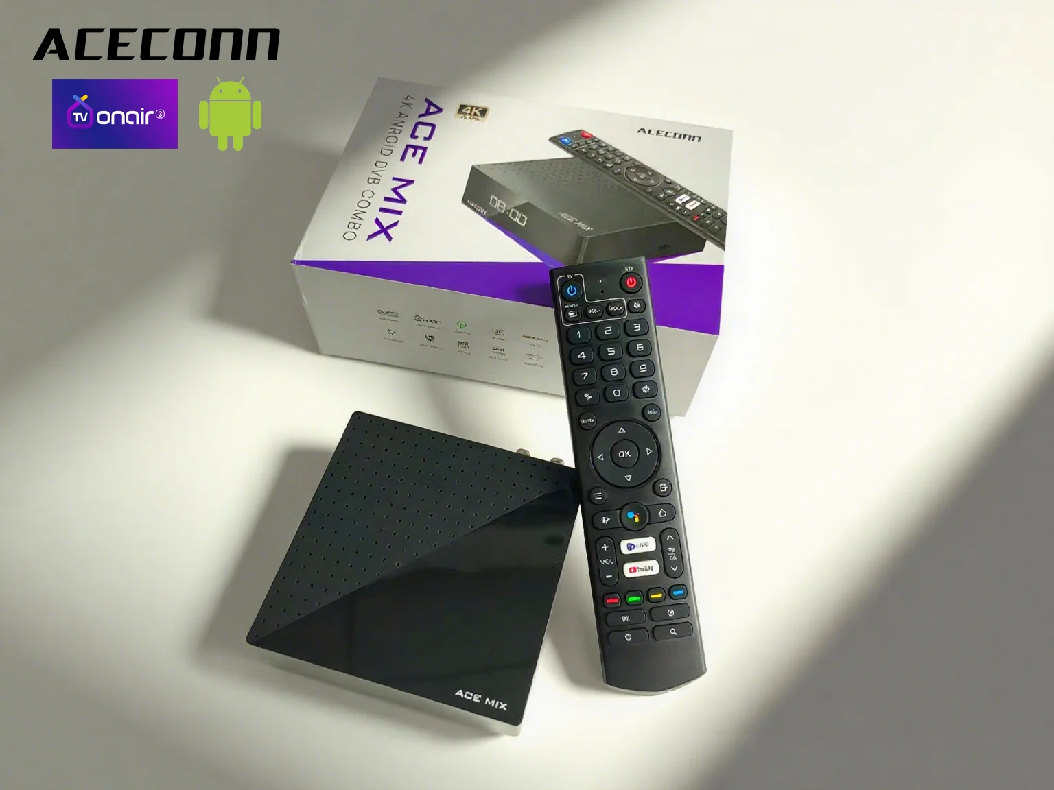 Фото ACECONN ACEMIX TV BOX Android DVB-S2/T2/C TVONAIR3 Легко добавить IPTV Abonment Box Спутниковый ресивер 2 ГБ 32 ГБ Телеприставка №3