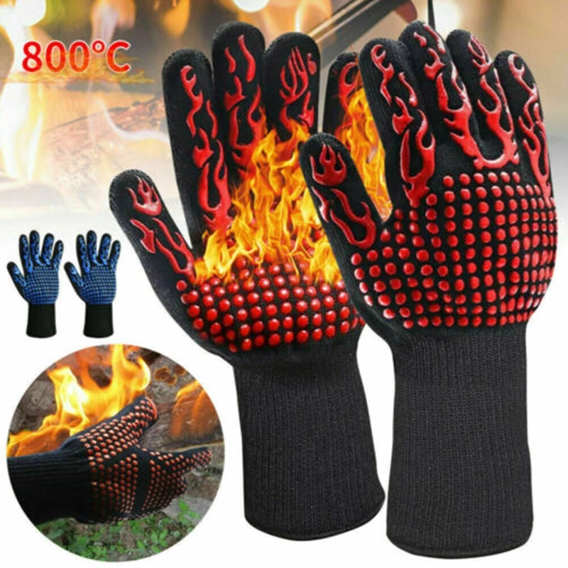 

Silicone Insulation Gloves Kitchen Barbecue High Temperature Baking Fireproof Non-Slip Microwave Oven Bbq Oven 500 Degree Gloves