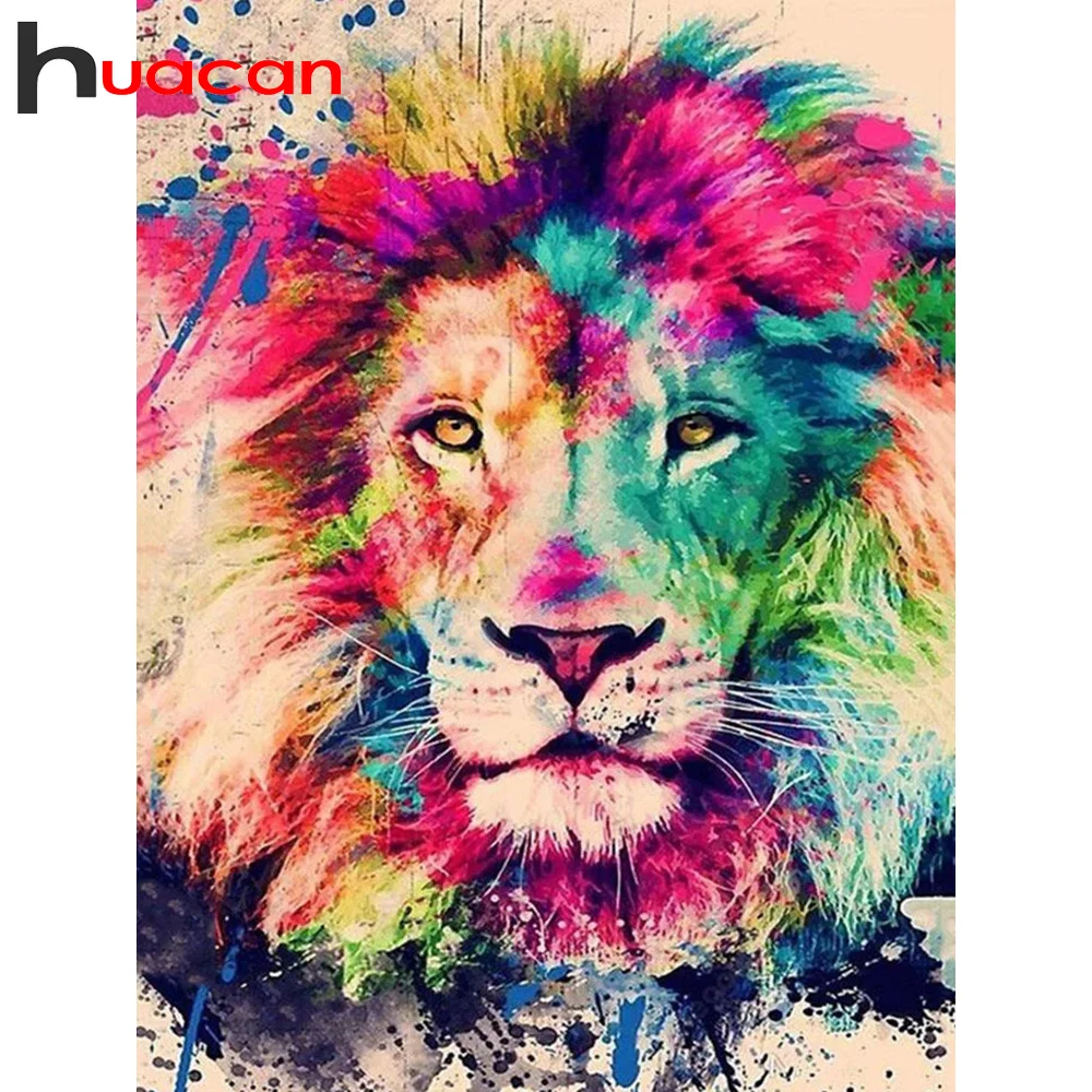 

Алмазная вышивка Huacan полный комплект цветная картина с Львом животные хобби и вышивка мозаика украшение для дома
