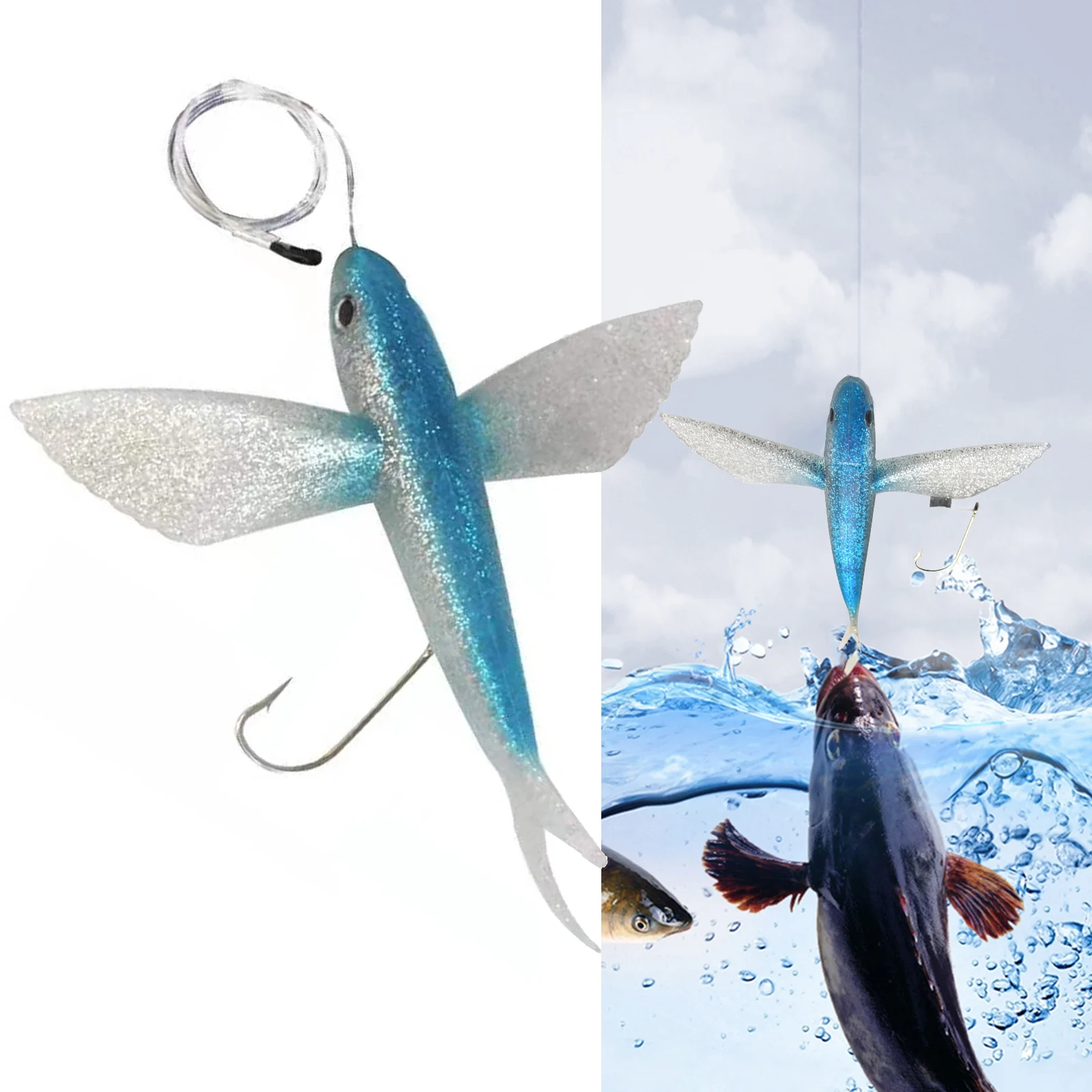

Flying Fish Artificial Bait Soft Tuna Lure Seawater Fishing Lure For Kingfish 3D Simulation Fishing Lure Fish Tackle Accessories