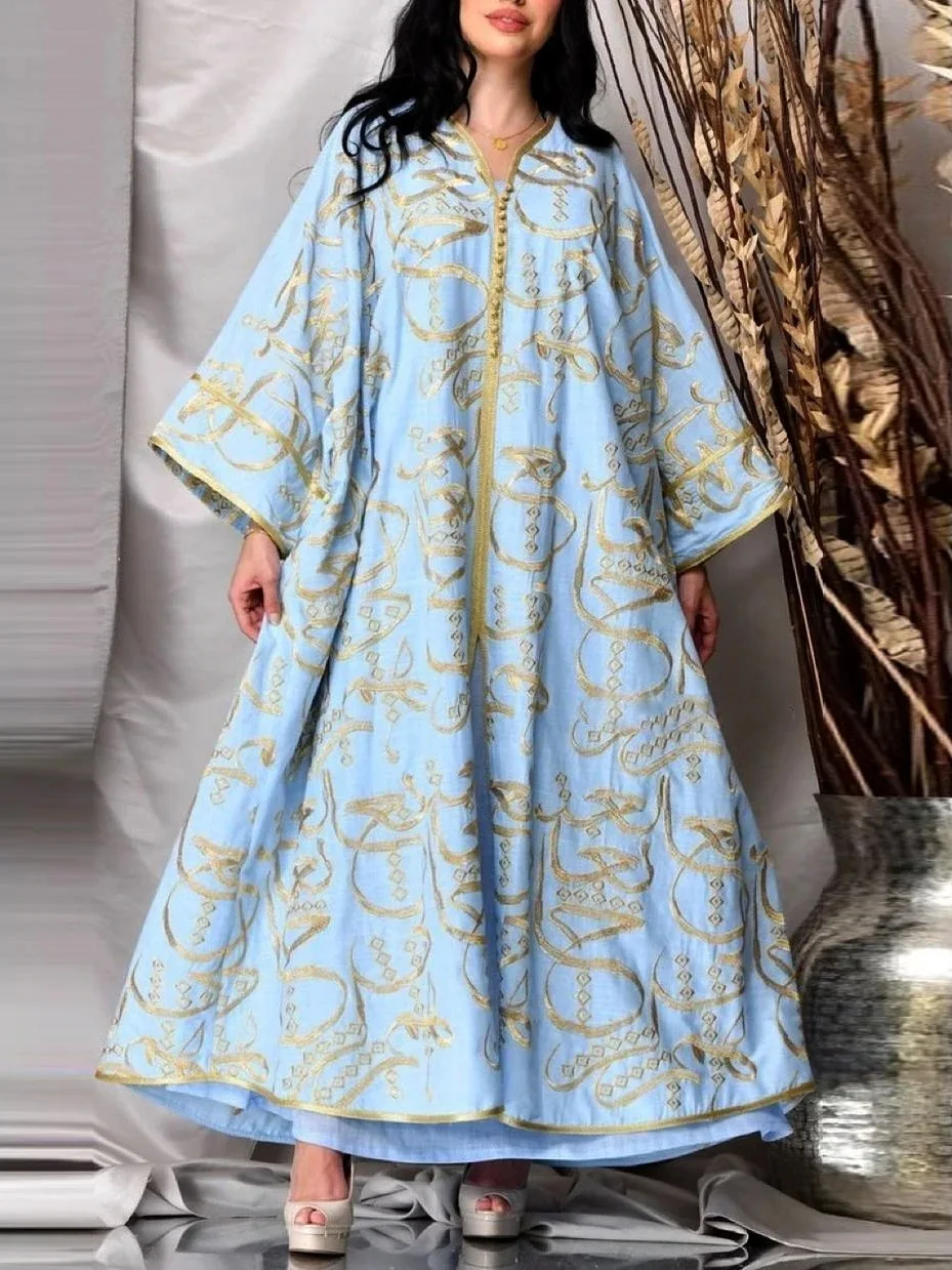 

PLEINDI Bohemian Evening Dresses V-Neck Long Sleeves Straight Ankle-Length Chiffon 2022 New of Pleat Boho Prom Dress Women