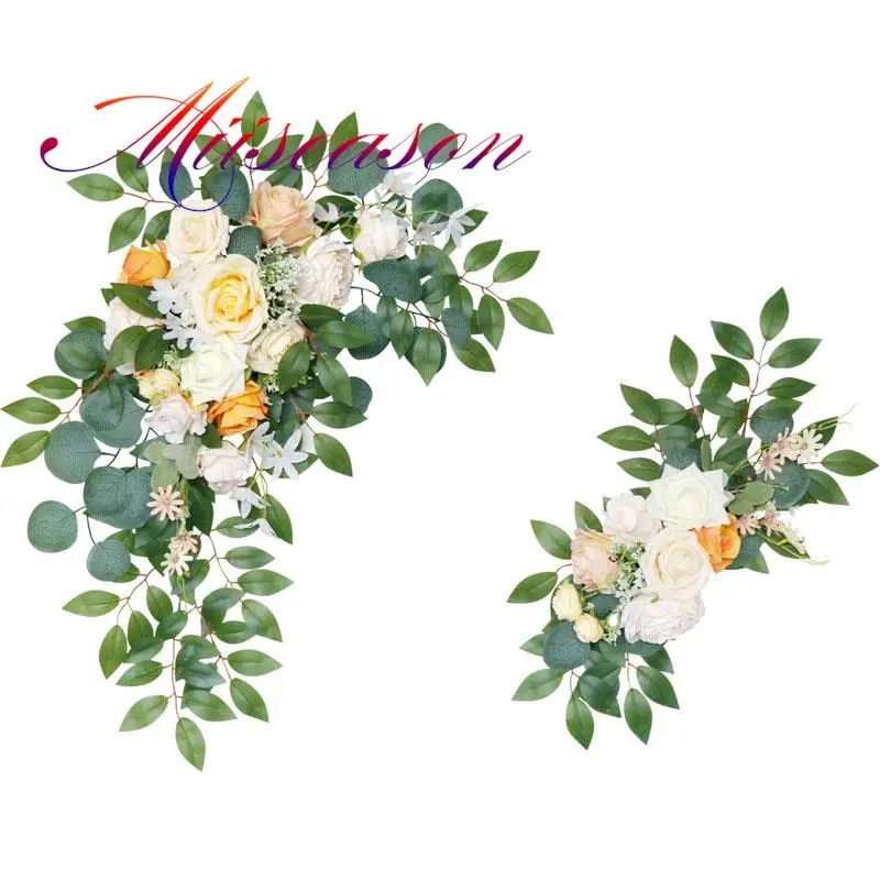 

2pcs Artificial Rose Wedding Arch Flowers Nordic Stage Background Decor Flowers Row Forest Arrangement Props Flower Wall Decor