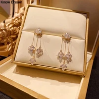 sterling silver needle maple leaf style for dual wear light luxury minority sense fashion tassel leaves earrings for women