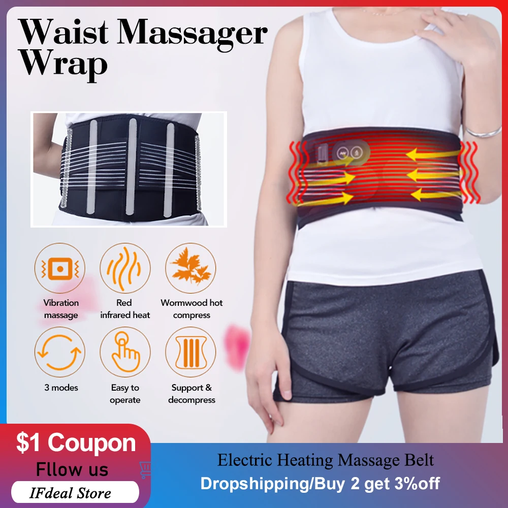 

Electric Heating Massage Belt Decompression Lumbar Back Waist Massager Support Vibration Physiotherapy Spine Protect Pain Relief