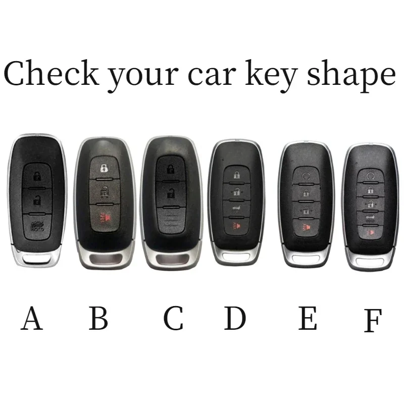 Фото Новый чехол для автомобильного ключа из цинкового сплава и кожи для Nissan Versa, Maxima, Rogue, Armada, Sentra, Qashqai, X-Trail (2/3/4/5 кнопок) №2