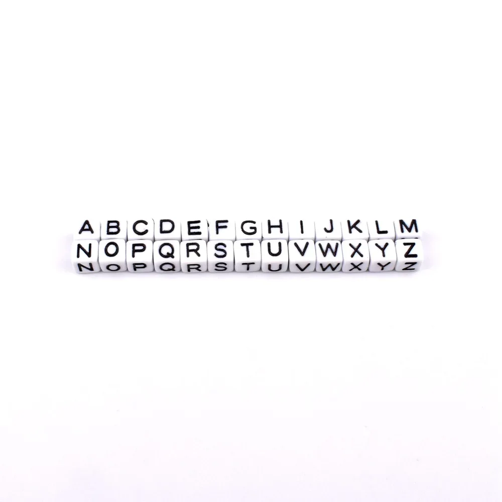 Женские квадратные белые и черные бусины с буквами для изготовления ювелирных