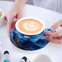 european style small luxury coffee cup and saucer set latte flower cup cappuccino afternoon tea mug tea cups and saucer sets