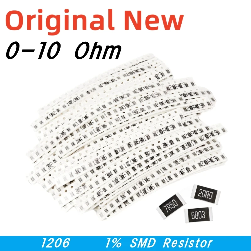 Набор резисторов 100 1206 SMD 1% шт. набор 0 1 220 330 470 1K 4 7 K 10K 20K 33K 43K 75K 82K Ом 1/4 Вт
