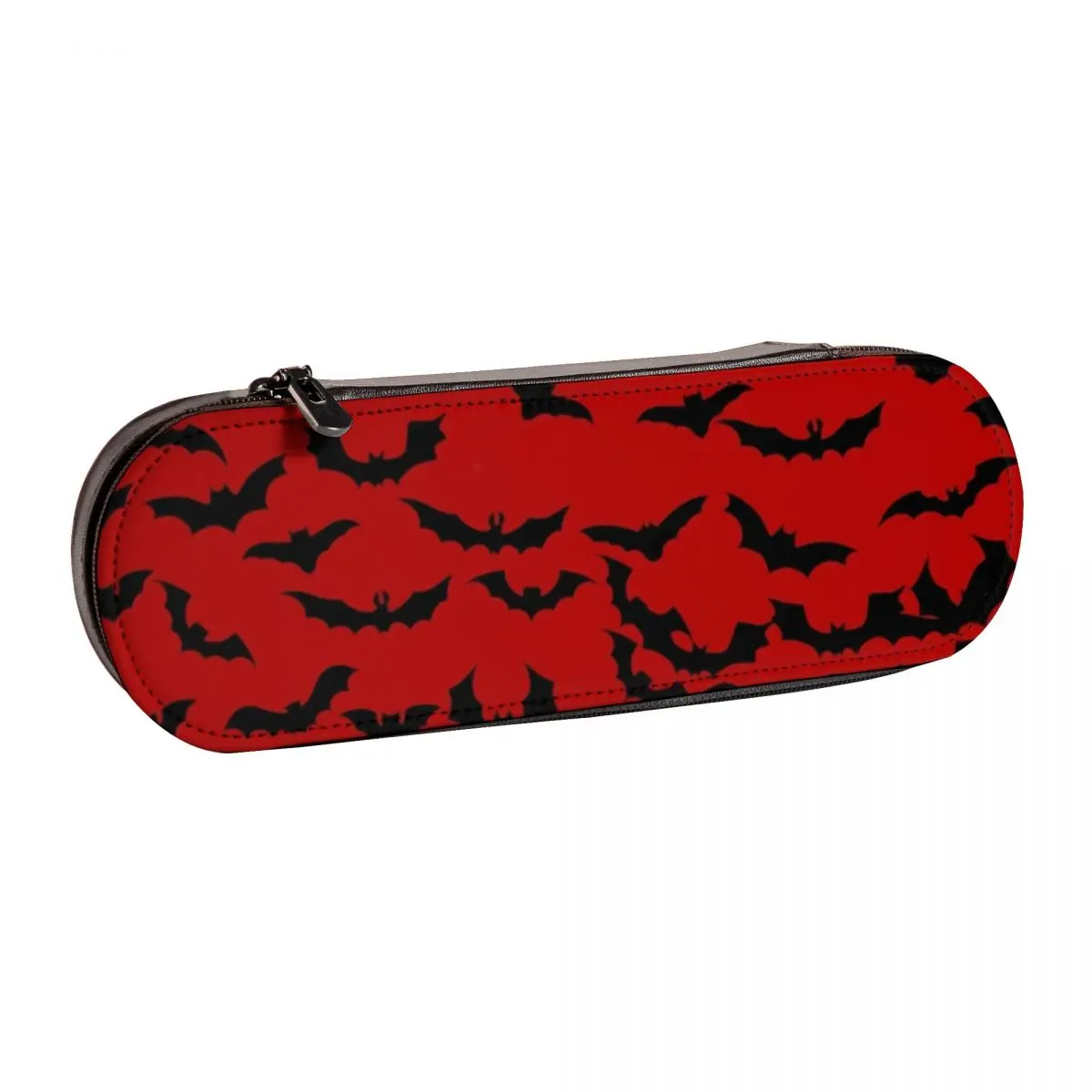 

Just Bats Red Pencil Case Spooky Halloween Print Fashion Leather Pencil Box For Teens College Pen Organizer