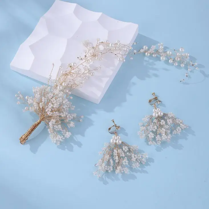 Модные свадебные аксессуары для волос, жемчужные повязки для невесты, тиара с кристаллами, Цветочные Элегантные Свадебные украшения для волос