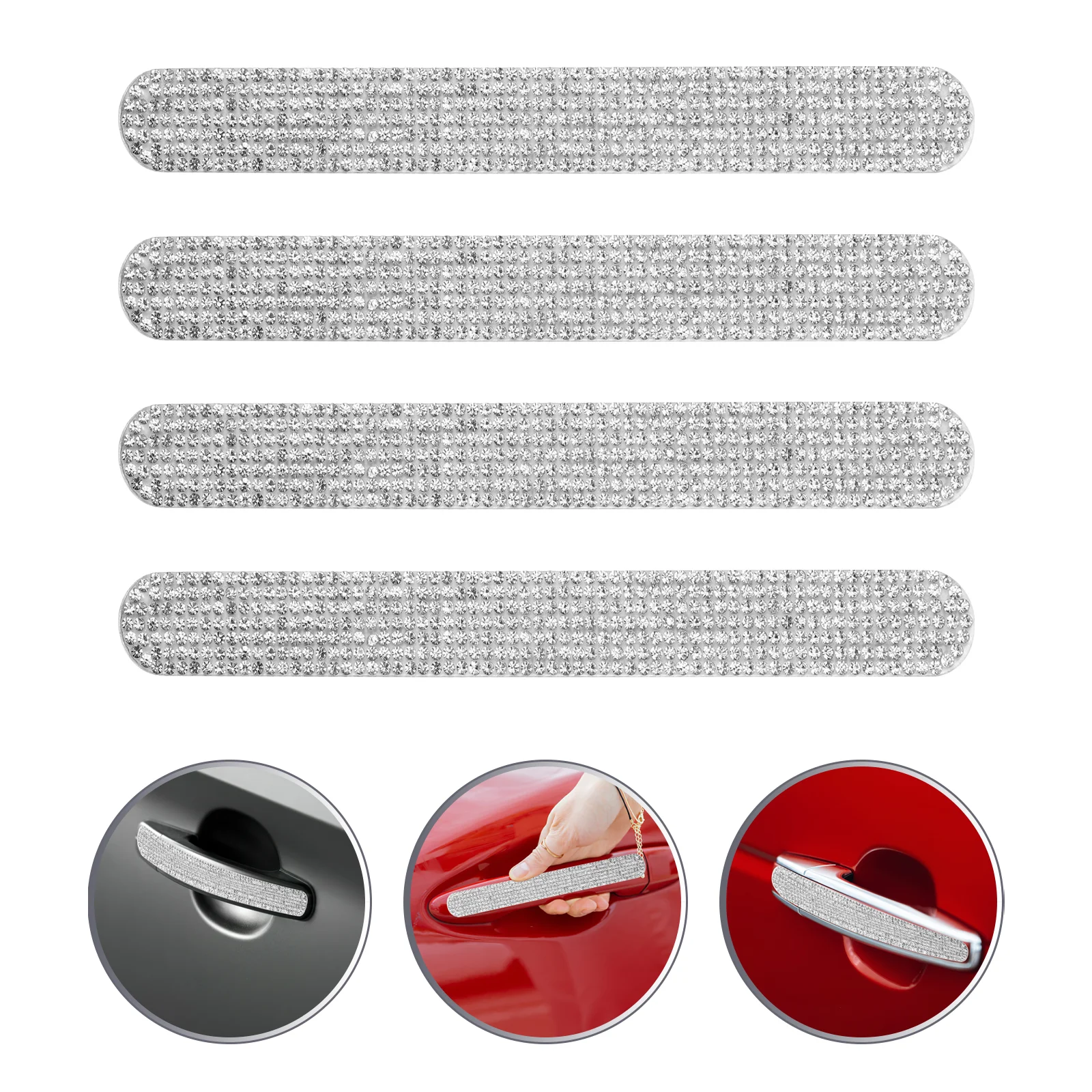 

4 Pcs Protector Car Door Sticker Miss Crystal Ab Rhinestones Bling Accessories Women Hot Melt Adhesive