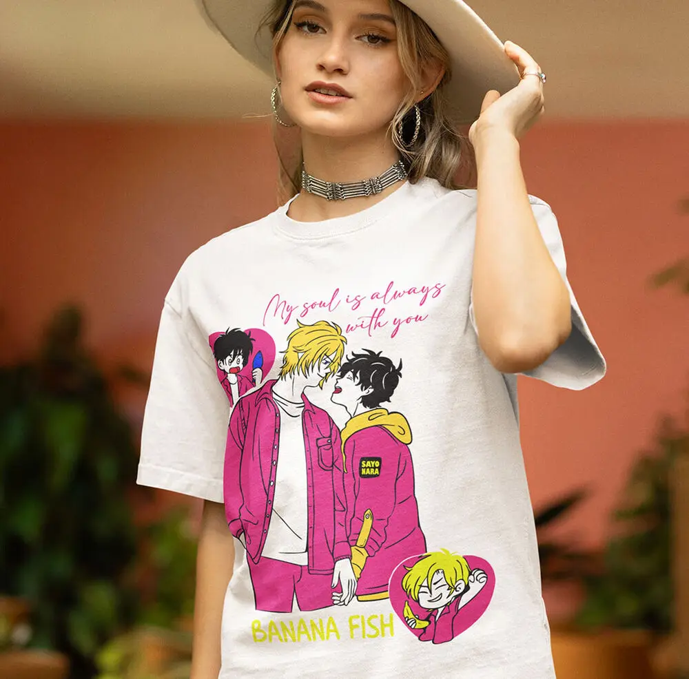 Женская футболка Ash Lynx Eiji Okumura Card аниме Kawaii всех размеров