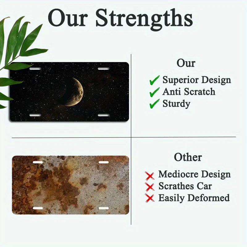 w kształcie półksiężyca aluminiowa tablica rejestracyjna trwała odporna na warunki atmosferyczne idealna do dekoracji samochodu i prezentów -