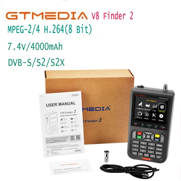 GTMEDIA V8 Finder 2/Pro DVB-S2X/S2/T2/C/ATSC-C H.265 / h.264 ACM 1080P цифровой спутник SatFinder 3.5in LCD VS satlink ws6933 |