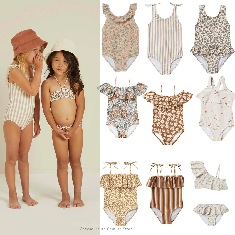 Летние Купальники RC для маленьких девочек бикини и цельный комплект брендовые