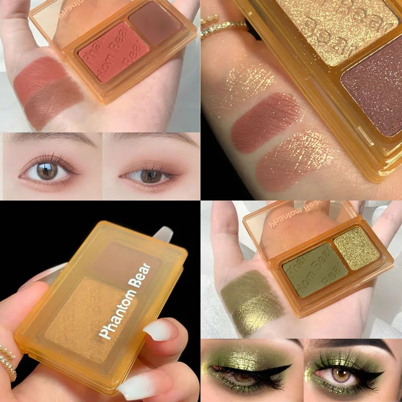 2 цвета Тени для век матовые блестящие тени косметическая Палитра Блестящие