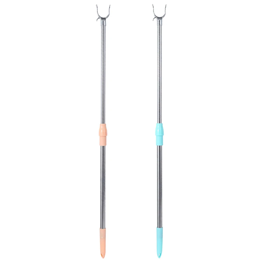 

2 Pcs Clothes Pole Telescopic Reach Retractable Adjustable Clothesline Outrigger Reaching Stainless Steel