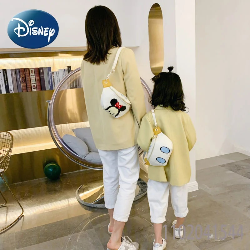 Isney Girl's Donald Duck Chest Bag Minnie Waist Bag Crossbody High Quality PU Leatherfor Students Women Children
