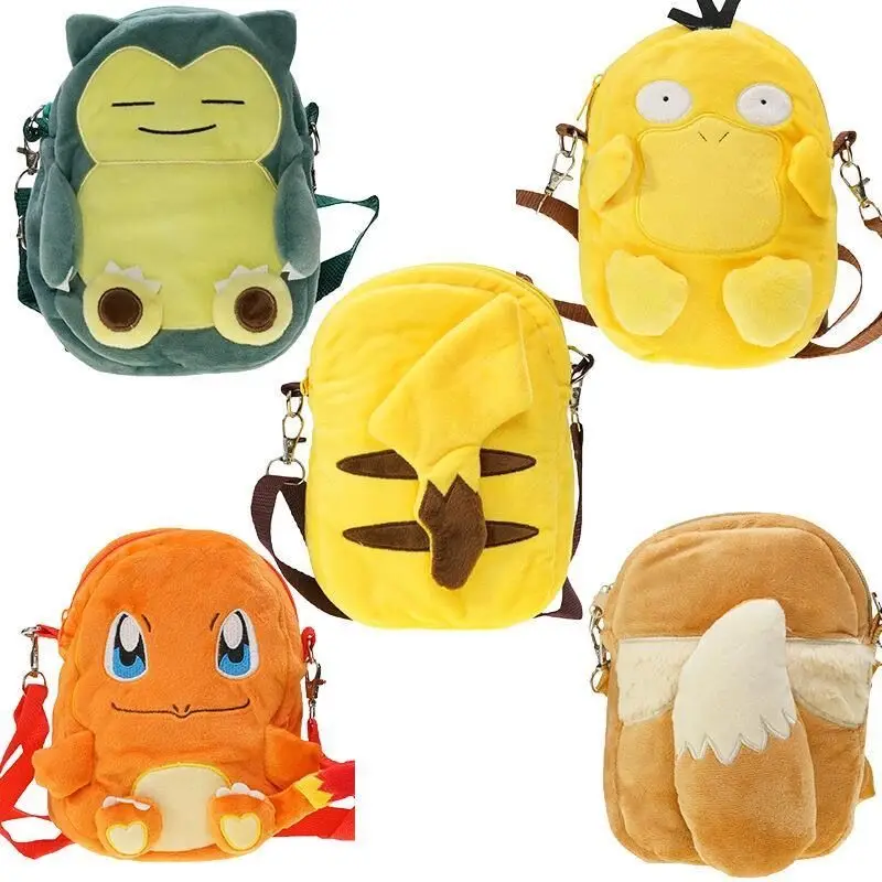 

Сумка на плечо TAKARA TOMY POKEMON женская, маленькие сумки через плечо с карманами для монстров, Пикачу, евее, Psyduck, чармандер, плюшевые мешки с покем...