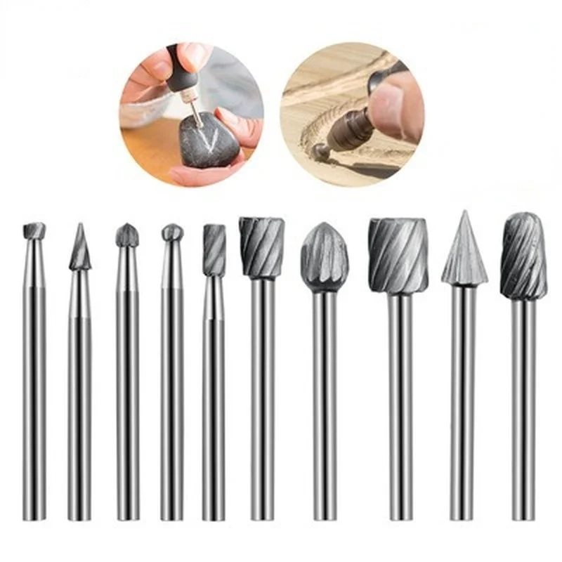 

10Pcs HSS Routing Router Drill Bits Set Rotary File Woodworking Tools for Dremel Carbide Rotary Burrs Tools