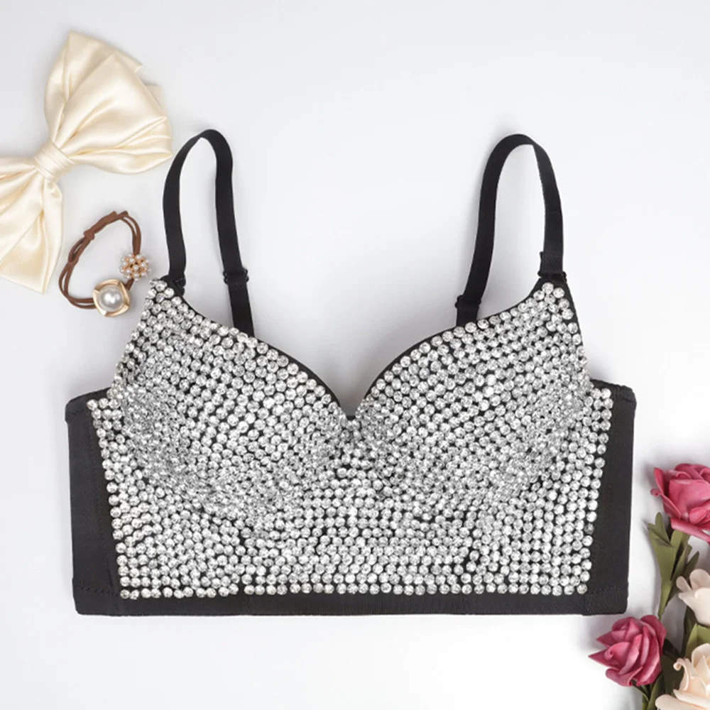 Sexy Push Up Bra Women Bras Diamond Sequined Underwear Ropa Mujer Bralette Woman Clothes Summer y2k Short Tops Ladies Corset