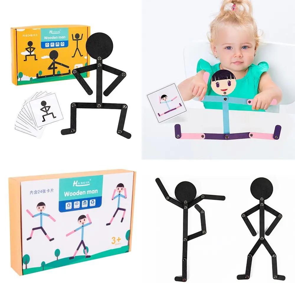 

DIY Toys For Baby Imagination Sporty Pose Assemble Toys Hand Skill Wooden Stick Montessori Educational Puzzle Game