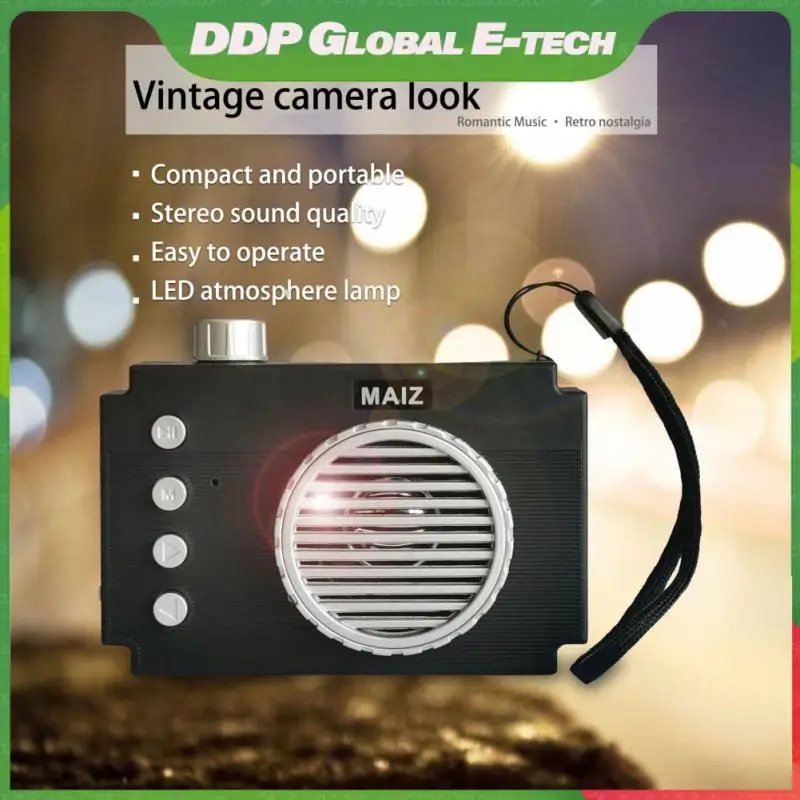 

For PC Phone Loudspeaker Subwoofer Charging Outdoor Audio Small Retro Camera Modeling Card Loud Subwoofer Speaker Fm