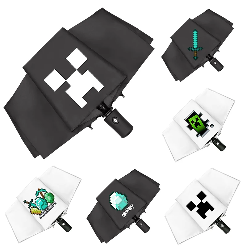 Игровой зонт Minecraft с героями мультфильмов аниме защита от ультрафиолета дождя