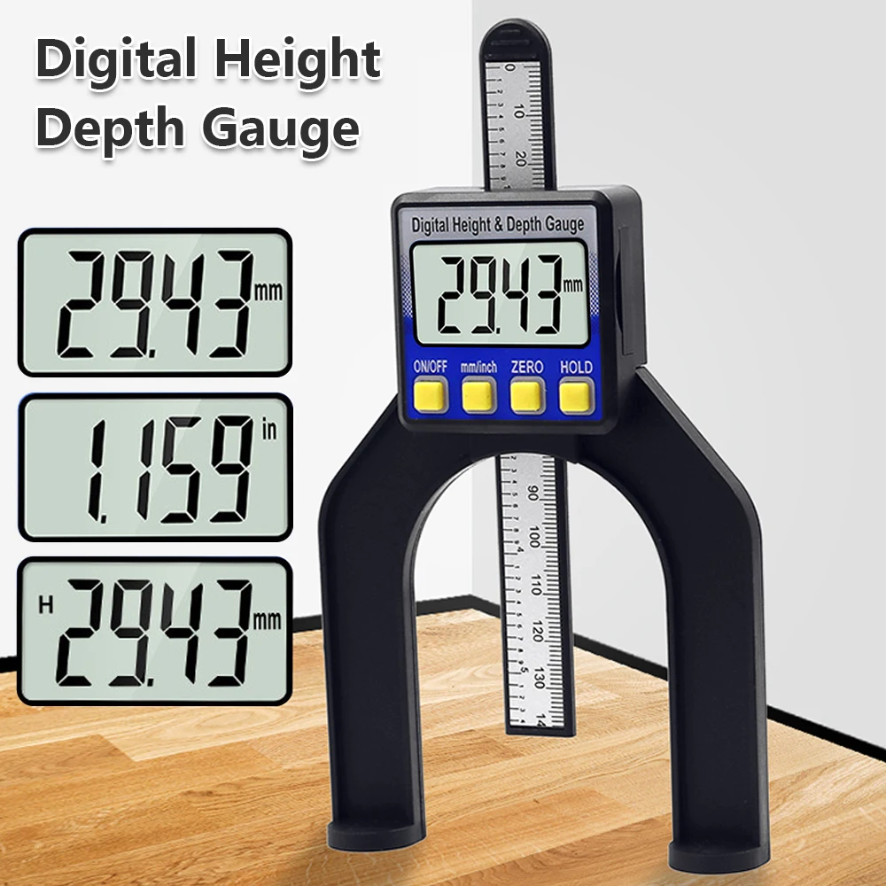 

Цифровой глубиномер с ЖК-дисплеем, измеритель высоты с магнитными ножками для фрезерных столов, Деревообрабатывающие инструменты, 0-80 мм