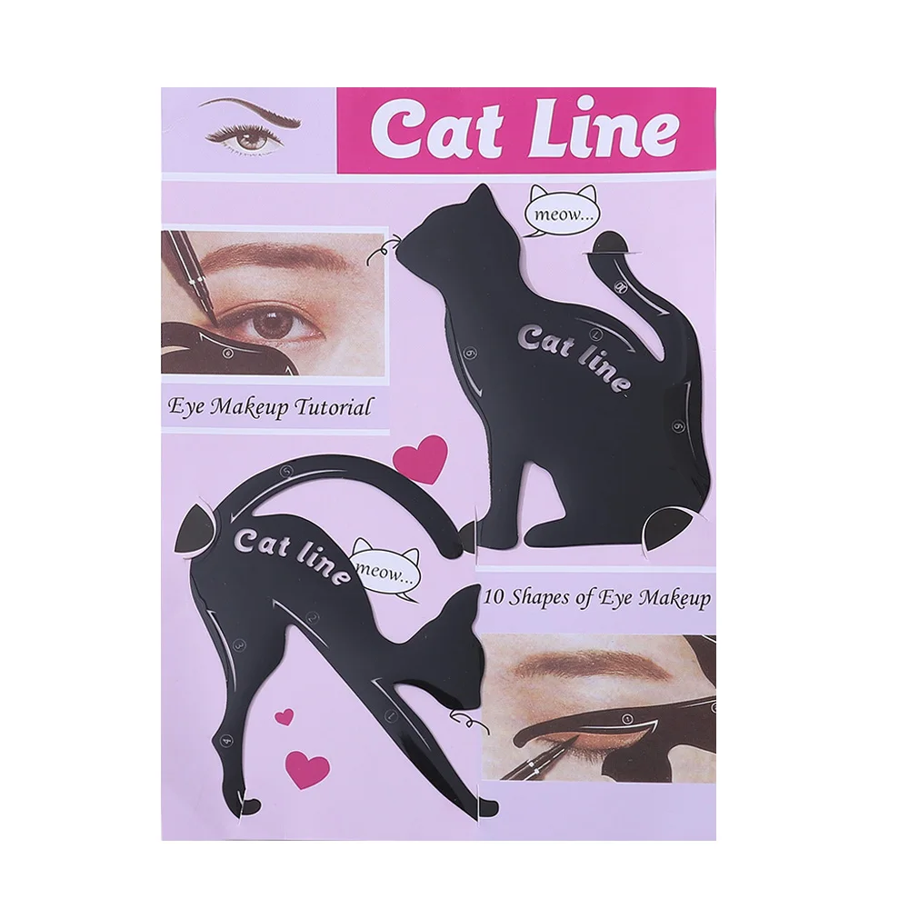 Eye Makeup Tool Eye Template Shaper Model Easy To Make Up Cat Line Stencils Eyeliner Card Cat Line Eyeliner Stencils Black Pro images - 6