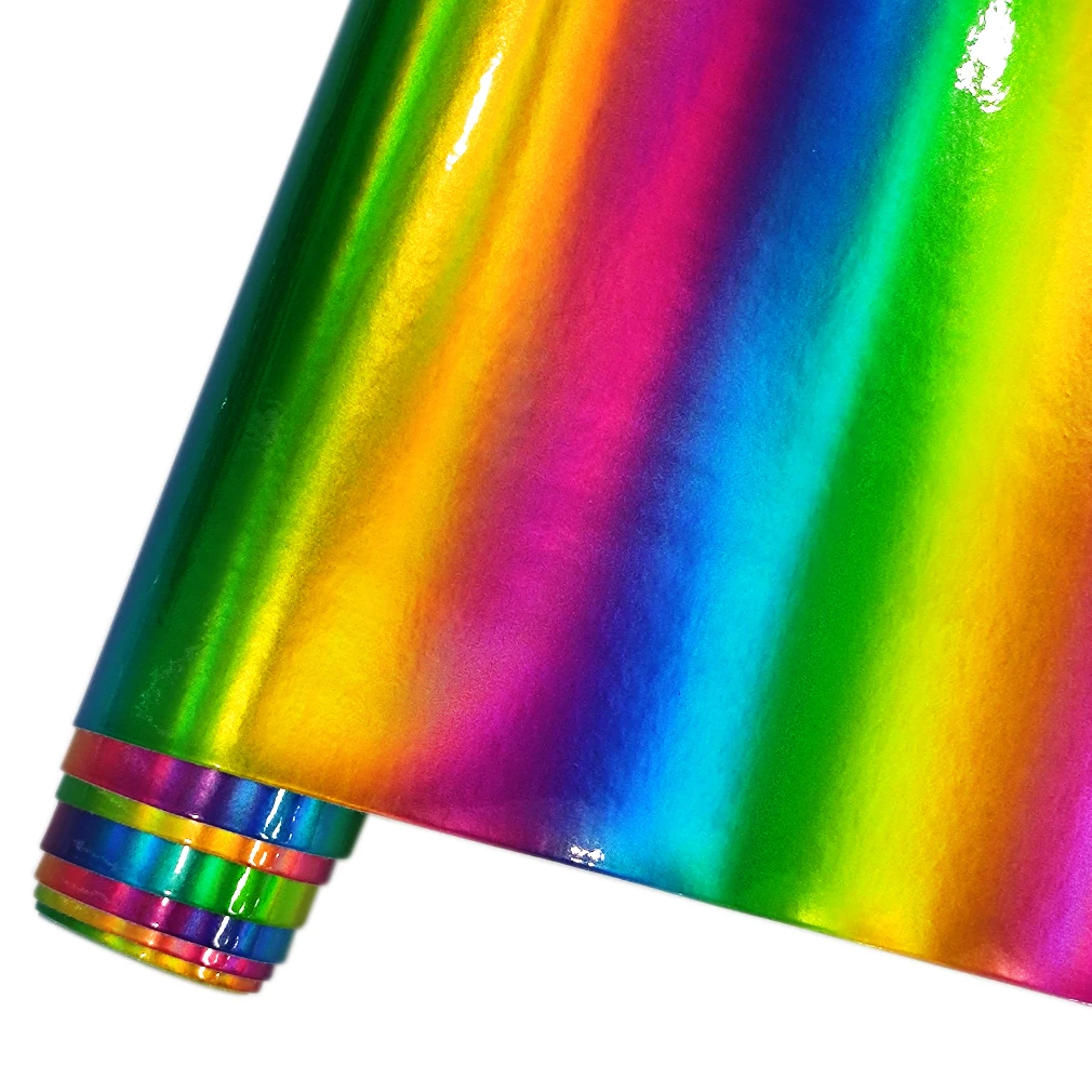 

Holographic Iridescence Rainbow Faux Leather Sheets 46X135cm PU Fabric for Crafts Making Leather Earrings Bows Handbag Sewing