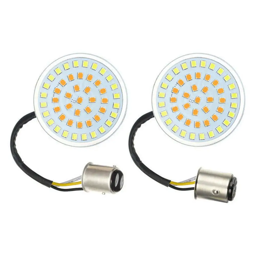 

2x 1157 LED Turn Signal Indicator Light Lamp 2 Inch Inserts Light For Harley Sportster Touring Electra Glide CVO Moto