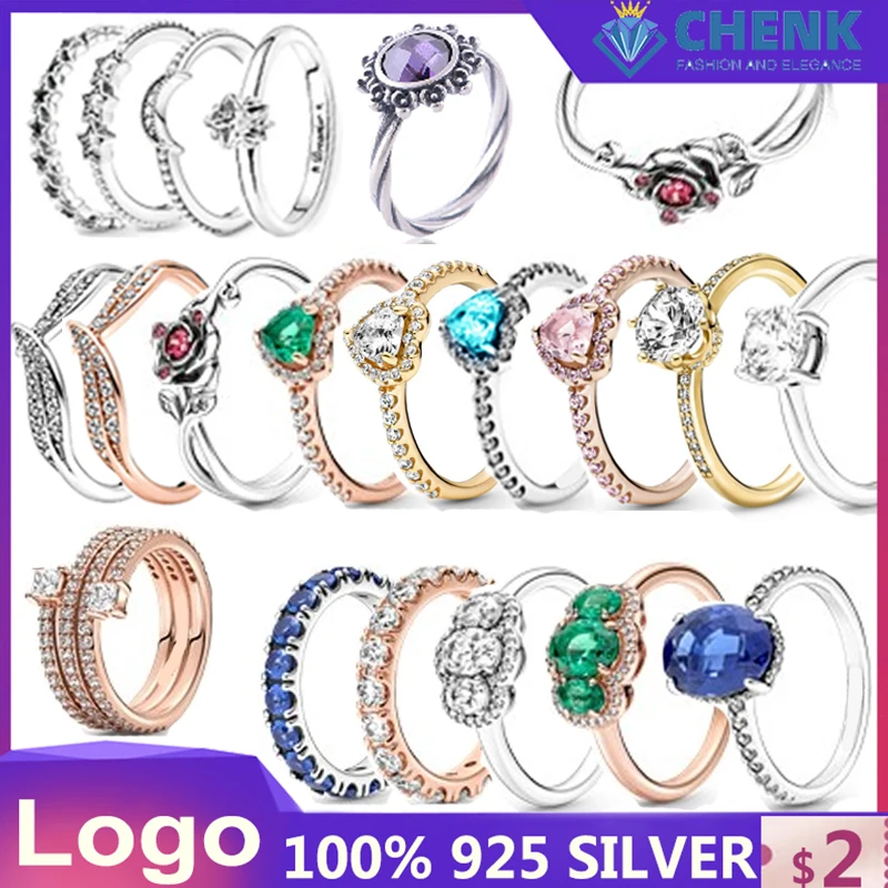 

JZ7 2022 летняя новая коллекция подвесок Сверкающее кольцо с сердечками кольцо с логотипом для женщин Цвет искусственный серебро