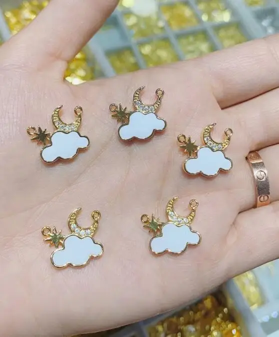 2 шт. Капельное масло милые облака луна звезда Подвеска для женщин серьги ожерелье ювелирные изделия аксессуары fa23s