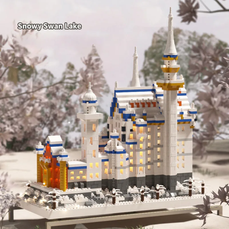 Лебединый замок сложный микрочастичный конструктор для взрослых игрушечный