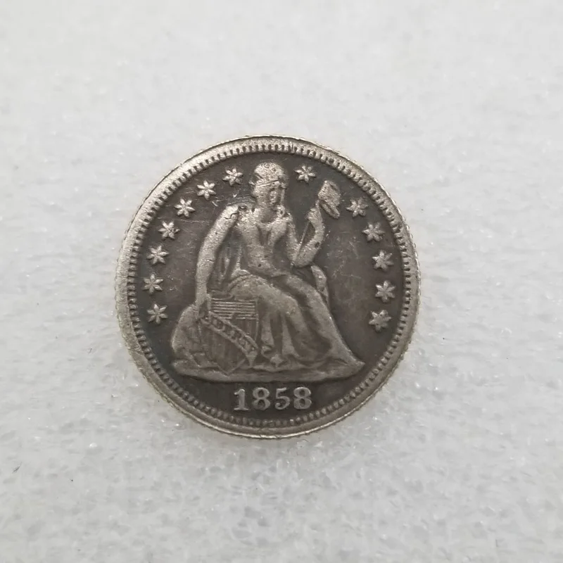 

American 1858 One Dime Brass Silver Plated Commemorative Collectible Coin Gift Lucky Challenge Coin