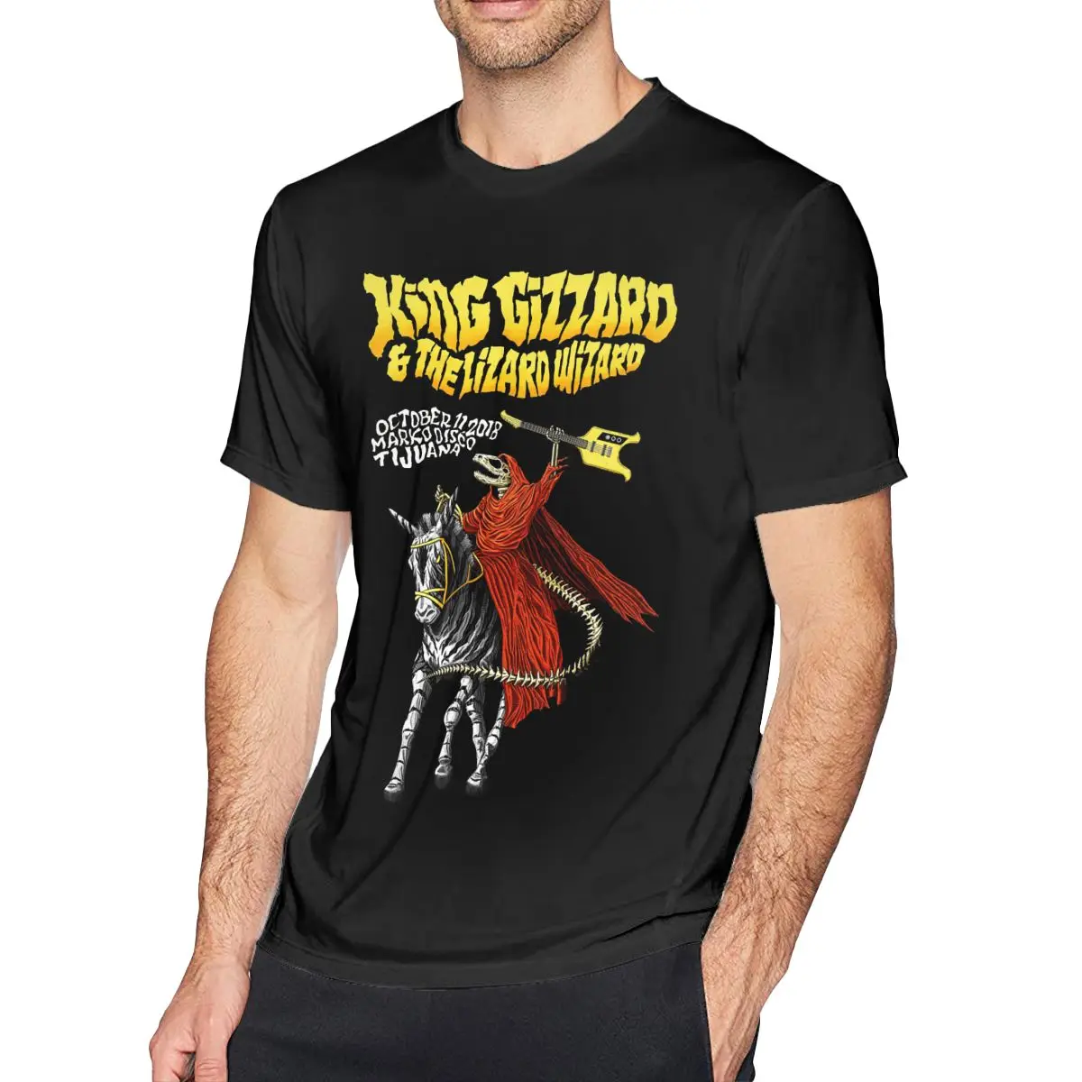 

Lizards And Guitars Men T Shirt Funny Tee Shirt Short Sleeve Round Neck T-Shirt Pure Cotton Unique Tops
