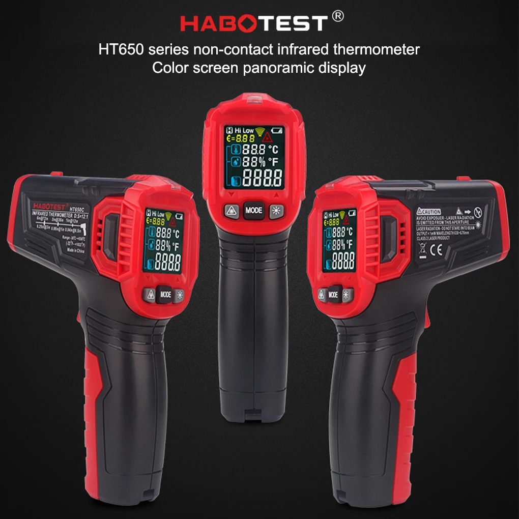 

Habotest -30 ℃-550 ℃ цифровой термометр Бесконтактный промышленный измеритель температуры карманный Профессиональный пирометр на батарейках