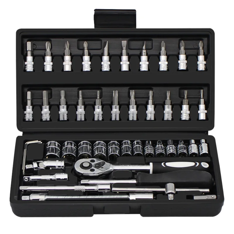 46-piece socket wrench set ratchet socket wrench manual service tool wrench screwdriver combination household car repair kit