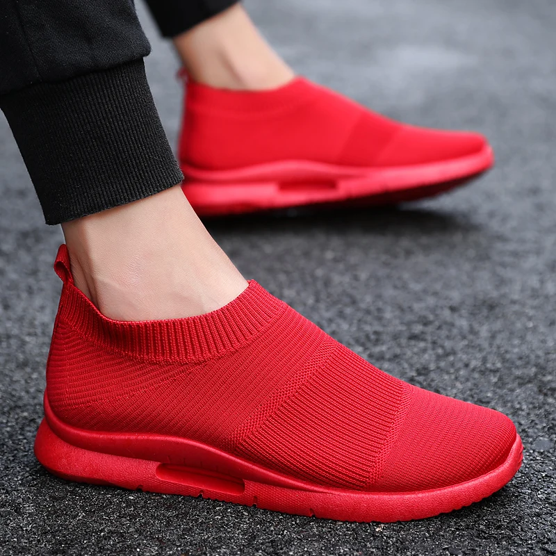 JIEMIAO High Quality Men's Casual Shoes Light Breathable Running Shoes Man Sneakers Slip-on Loafer Shoe Men Jogging Sport Shoes
