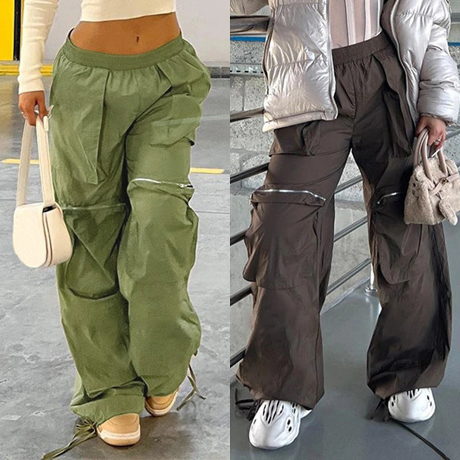 

Cargo Pants for Women Loose Y2k High Waist Wide Leg Pants Oversized Hip Hop Long Pants Waist Pants