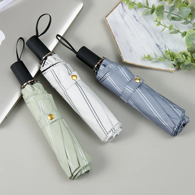 Зонт ветрозащитный мужской/женский складной уличный зонтик в полоску с черным