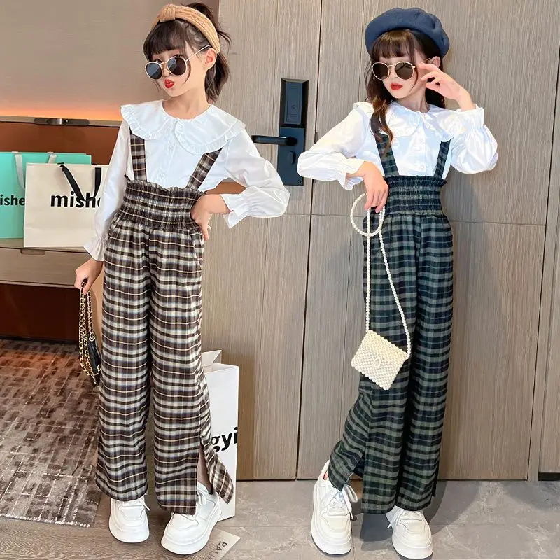 

Girls Children Plaid Jumpsuit For Kids Gir Korean Vintage Lolita Overall Playsuit Long Pants 4 5 6 7 8 9 10 11 12 Years old 2023